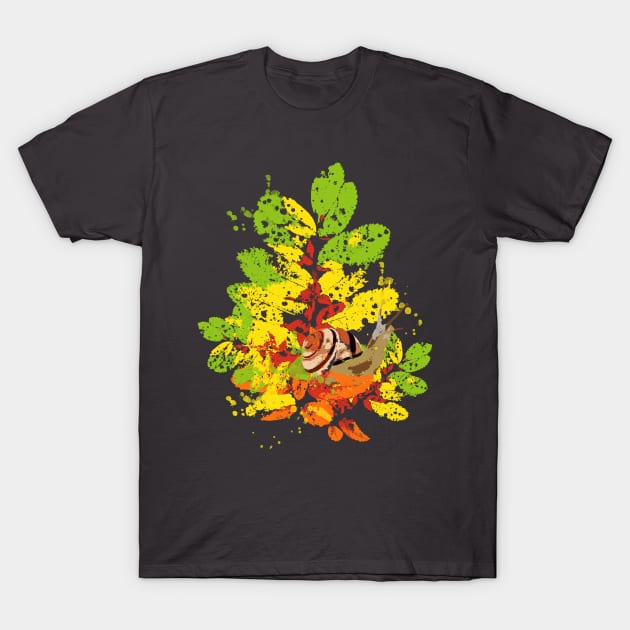 Snail On A Leaf T-Shirt by albdesigns